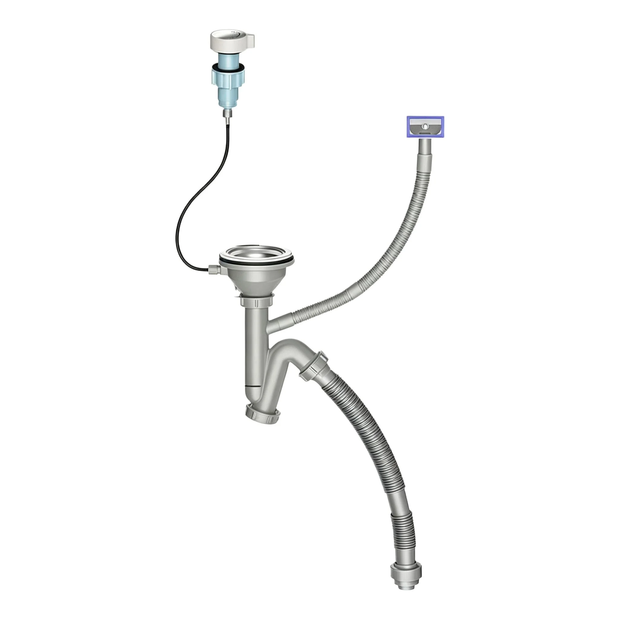 For Food Particle Filtering Deep Water Seal Drain Push Button Drain Valve 6cm Water Seal Depth Flexible Bending Extension