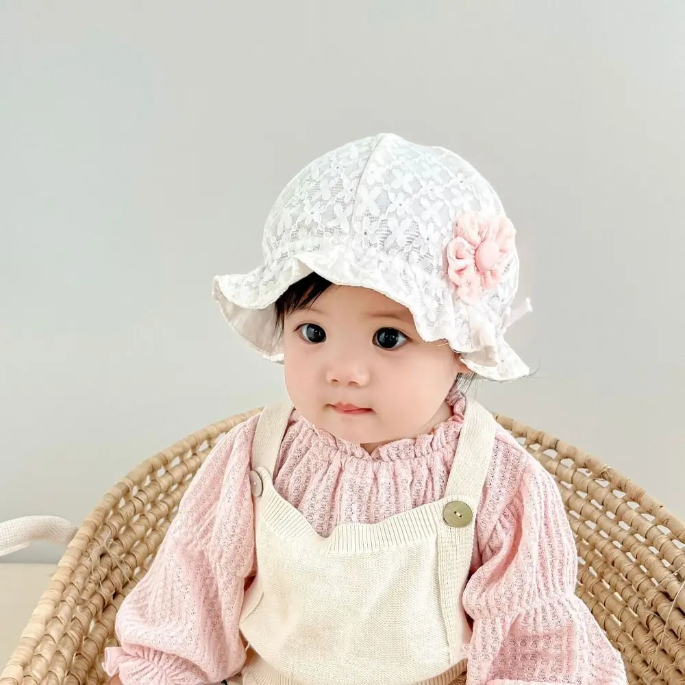 

Casual Lace Ruffle Newborn Sun Hat Princess Sweet Infant Bucket Hat Ruffle Sunscreen Baby Fisherman Hat Kids