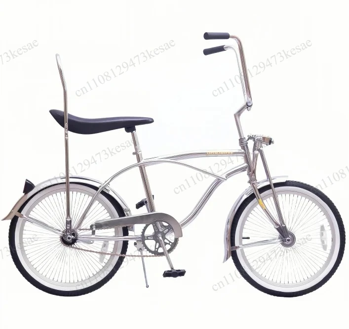 20 Inch Silver Lowrider Bike Chrome Plated Cruiser Bicycle Retro City Commuter for Adult Teenager