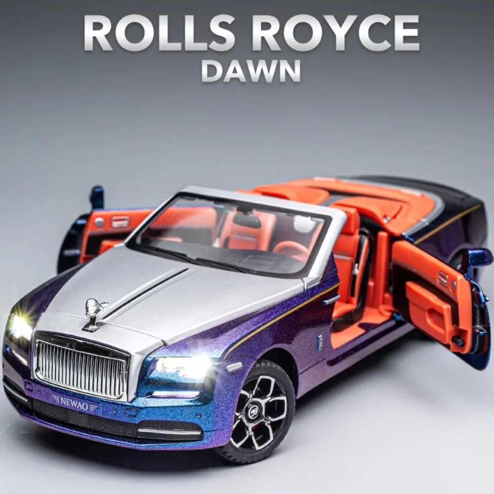 1:24 Scale Rolls Royce Dawn Phantom Sports Car Model Toy Sound Light Pull Back Shock Absorption Vehicle Decorate Birthday Gifts