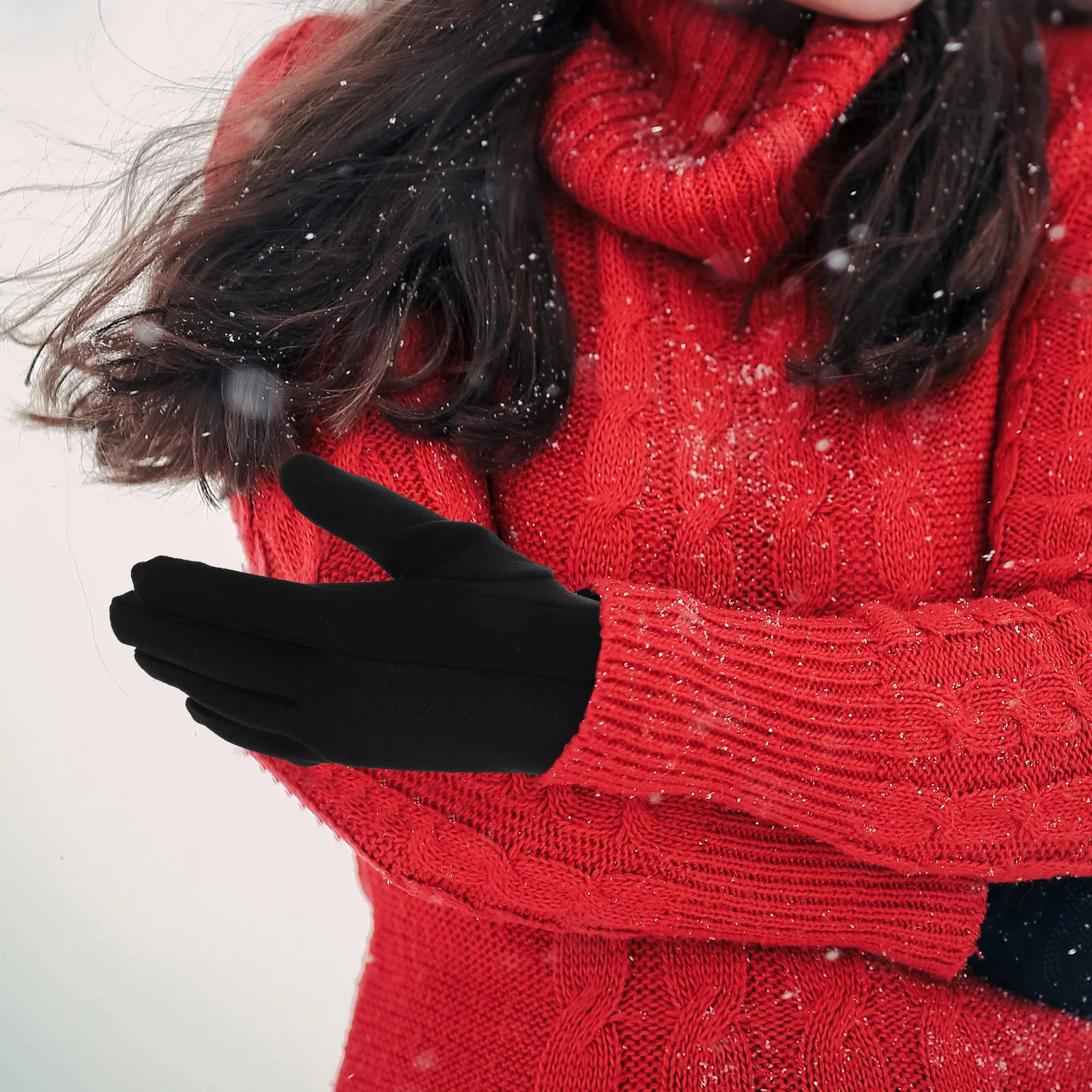 قفازات تزلج معزولة للنساء، قفازات رياضية شتوية مقاومة للماء، مقاومة للرياح، حماية حرارية مقاس L، أسود #2
