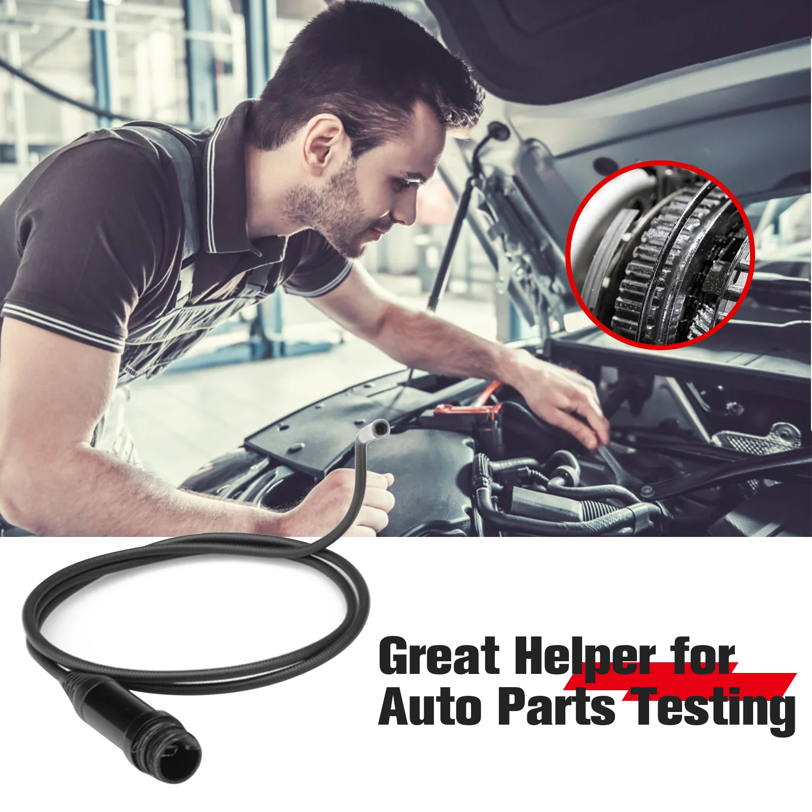 Autel MaxiVideo MV108S Digitale auto-inspectiecamera 8,5 mm ultraslanke Borescope Snake-camera + LED-licht