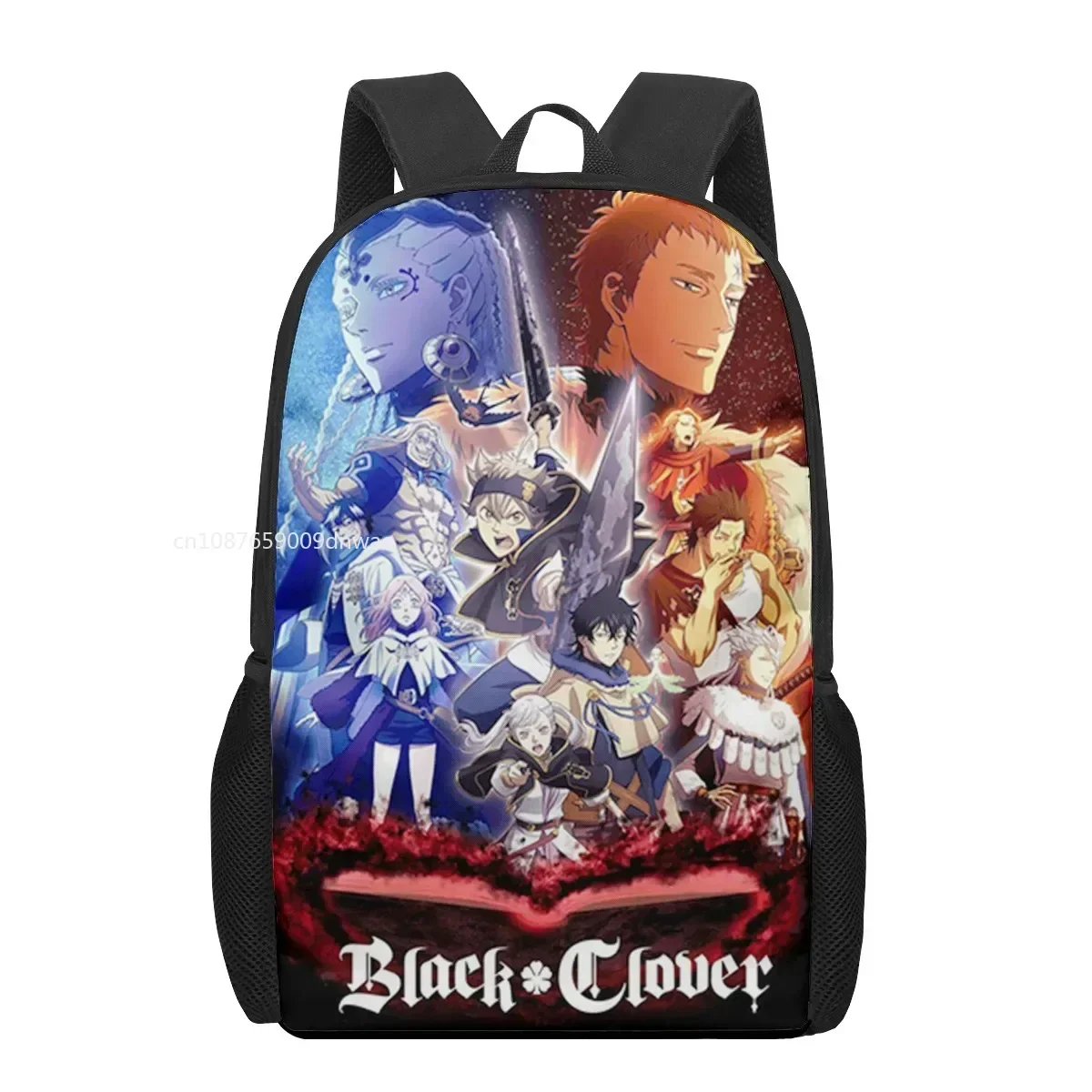 Mochila escolar con patrón 3D de Anime Black Clover para niños, bolsas de libros casuales para niños, mochilas escolares para niños y niñas