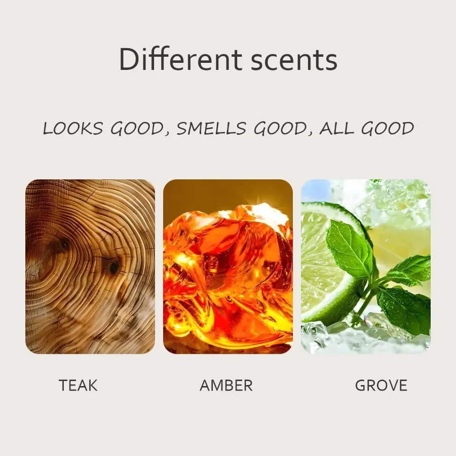 チーク材の芳香石スターターキット、車用サンバイザークリップ付き、車や家庭での消臭とフレッシュな香りの拡散に