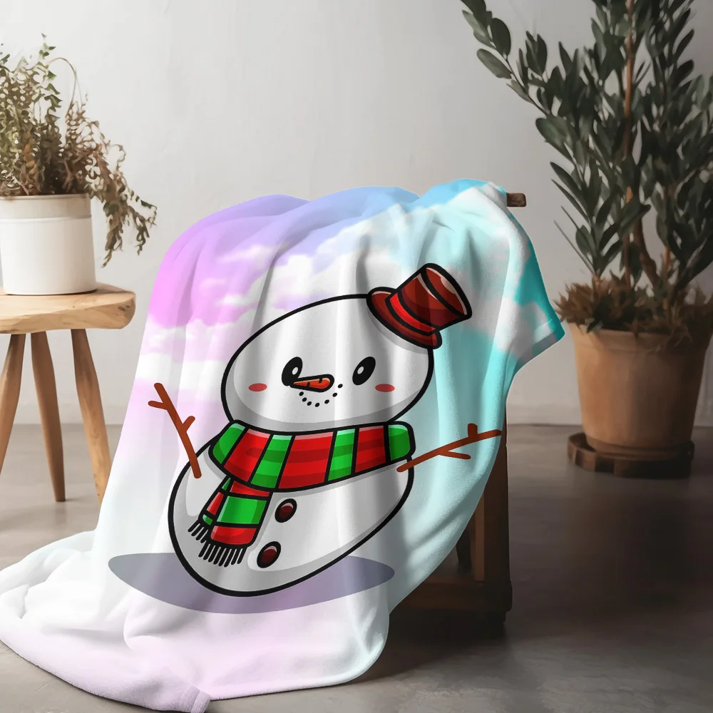

Плюшевое одеяло Tuniu с милым снеговиком для детей, подростков и взрослых, мягкие теплые пледы, диван-кровать, постельные принадлежности
