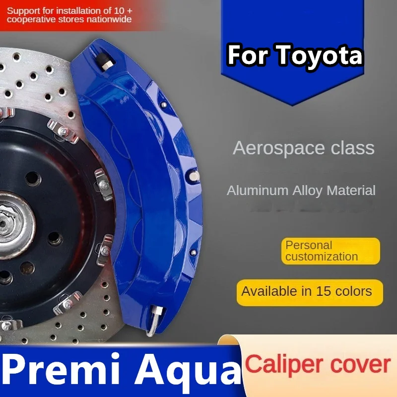 For Toyota Premi Aqua Car Brake Caliper Cover Front Rear 3D Aluminum Metal Kit Fit 2013 2014 2015