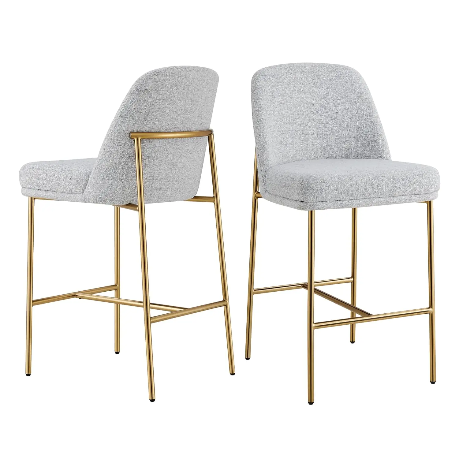 #Counter Height Bar Stools Set of Certified Metal Frame Padded Fabric Seat for Kitchen Island