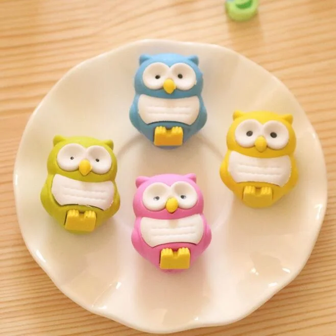 2pcs/lot Kawaii 3D Owl design non-toxic eraser students' gift prize Children's educational toys office school supplies