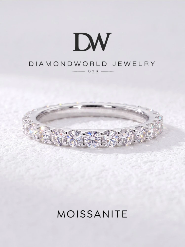 1.8MM Real Round Moissanite Diamond Shiny Fashion Rings for Women Engagement Anniversary 925 Sterling Silver Fine Jewelry