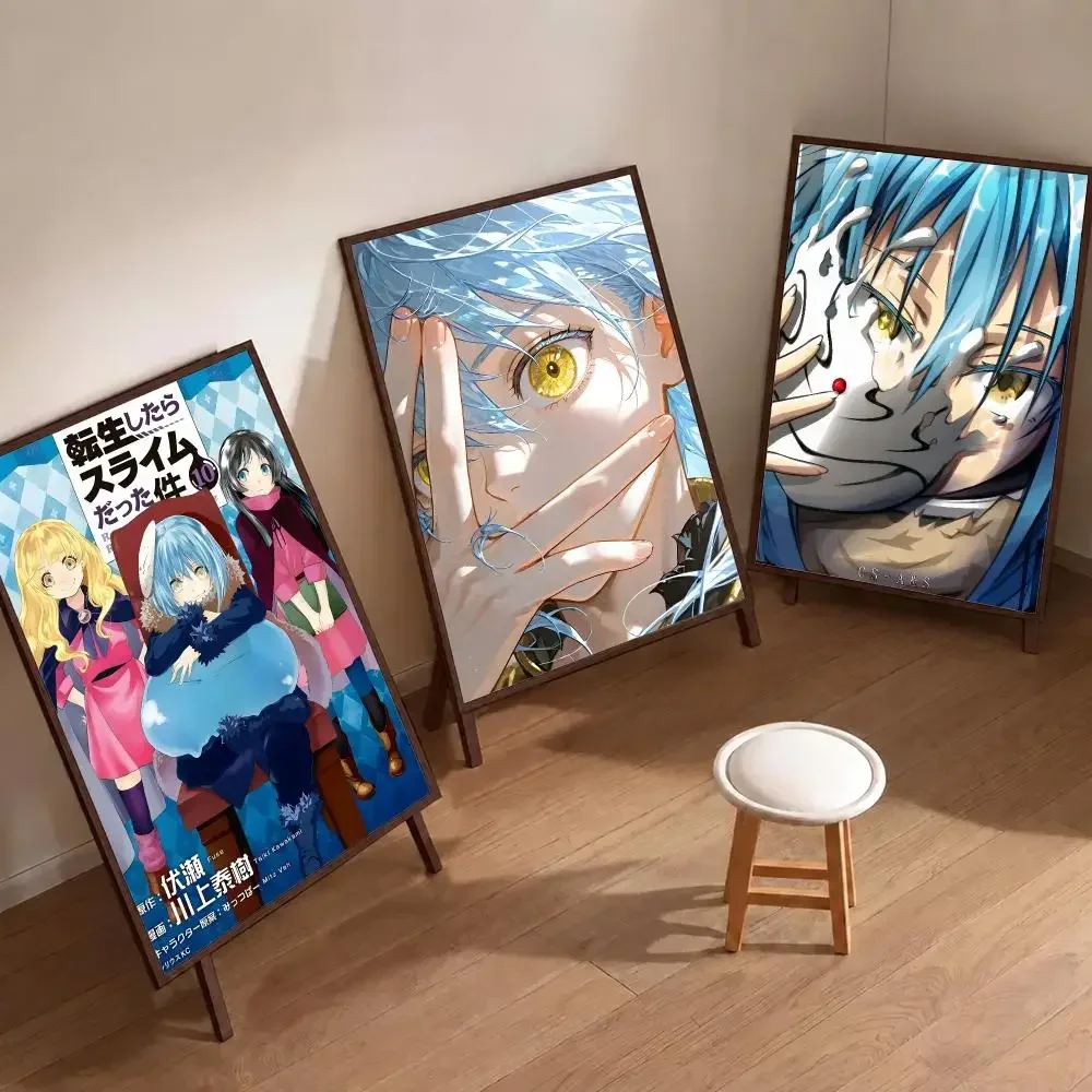 Anime That Time I Got Reincarnated as a Slime Poster Coffee Shop Bar Wall Art Sticker Self Adhesive Waterproof PP Poster Home