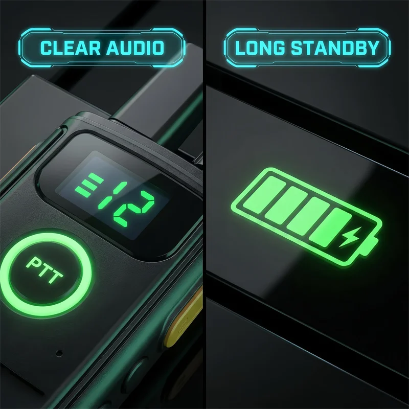 2 Pack Walkie Talkies with LCD Display Heavy Duty Long Range Clear Voice Rechargeable 2 Way Radio for Job Site Factory Security