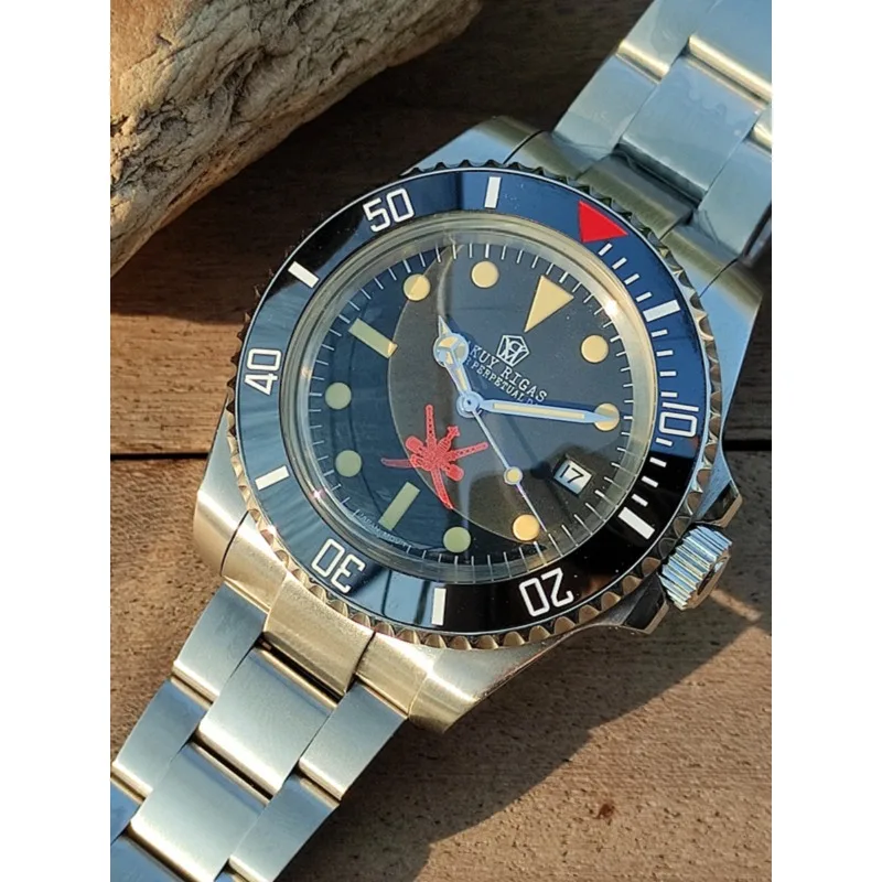 Montre mécanique rétro de plongée pour hommes, double couteau Oman du moyen-orient pour Miyoda 821, miroir à bulles lumineuses, modèle pour hommes