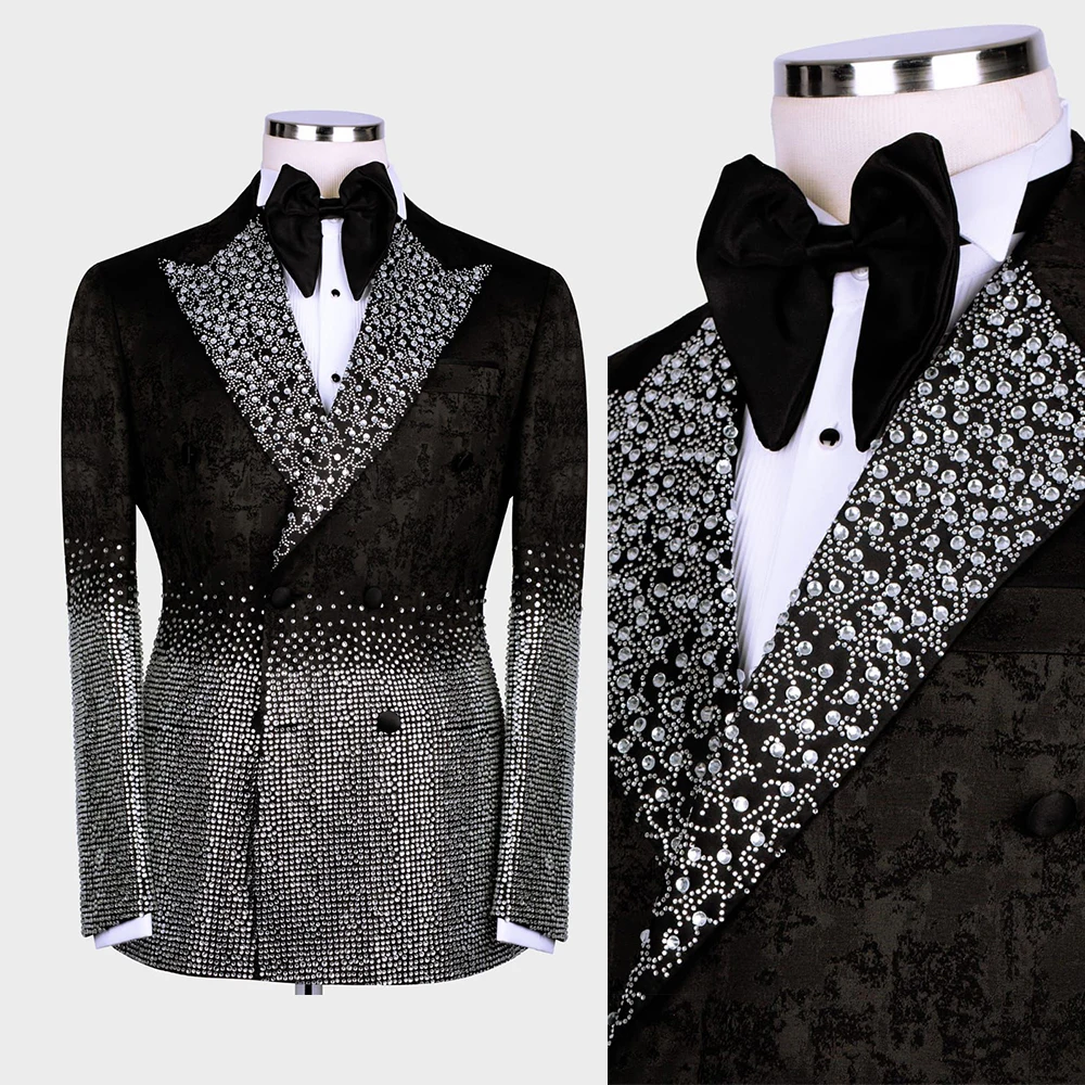 

Роскошные свадебные смокинги с бусинами, цельный пиджак с остроконечными лацканами, однобортный формальный пиджак для выпускного вечера, облегающий индивидуальный заказ