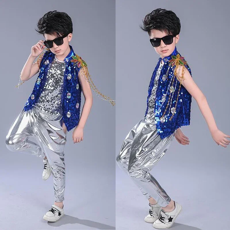 Kinder Lovertjes Hop Outfits Meisjes Jazz Tap Dancing Tops Broek Jongen Kind Dans Podium Dragen Ballroom Party Dancewear Kostuums