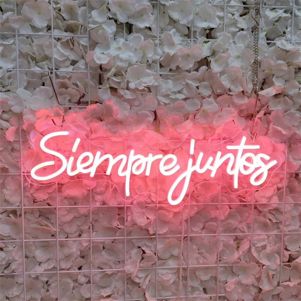 Siempre Juntos النيون الاسباني LED ضوء النيون دائما معًا لحفل زفاف خطوبة ديكور جدران المنزل السنة الجديدة الديكور