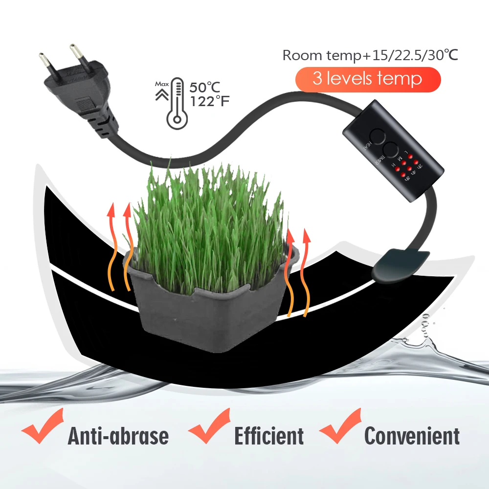 EU Plug 5-20W Reptiles Adjustable Temperature Controller Heat Mat Terrarium Climbing Pet Heating Pad Indoor Garden Seedling Warm