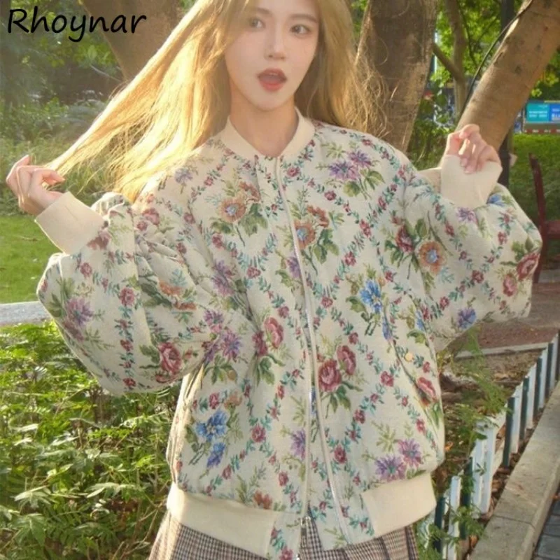 

Print Jackets Women Baggy Vintage Coats Harajuku High Street Temper French Zip-up Spring Long Sleeve Clothing Y2k Teens Chaqueta