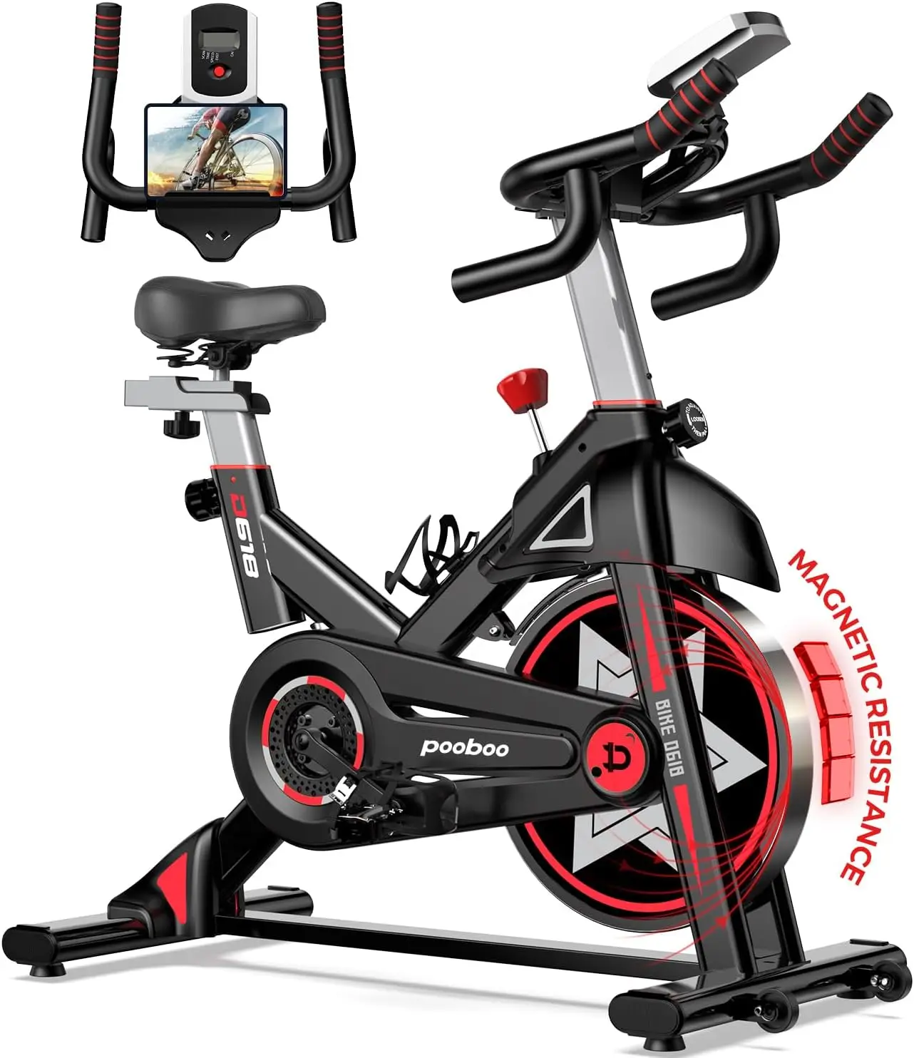 

Exercise Bike, Stationary Bike for Home Gym, Indoor Cycling Bike w/Comfortable Seat Cushion & Tablet Mount, Silent Belt Drive