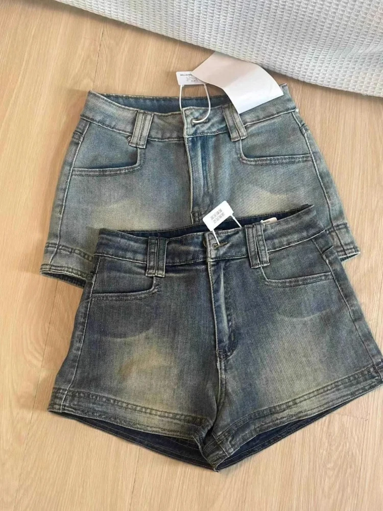 Women Blue Denim Shorts 2000s Y2k High Waist Oversize Hot Jeans Shorts Harajuku Vintage Micro Cowboy Short Pants Clothes Summer
