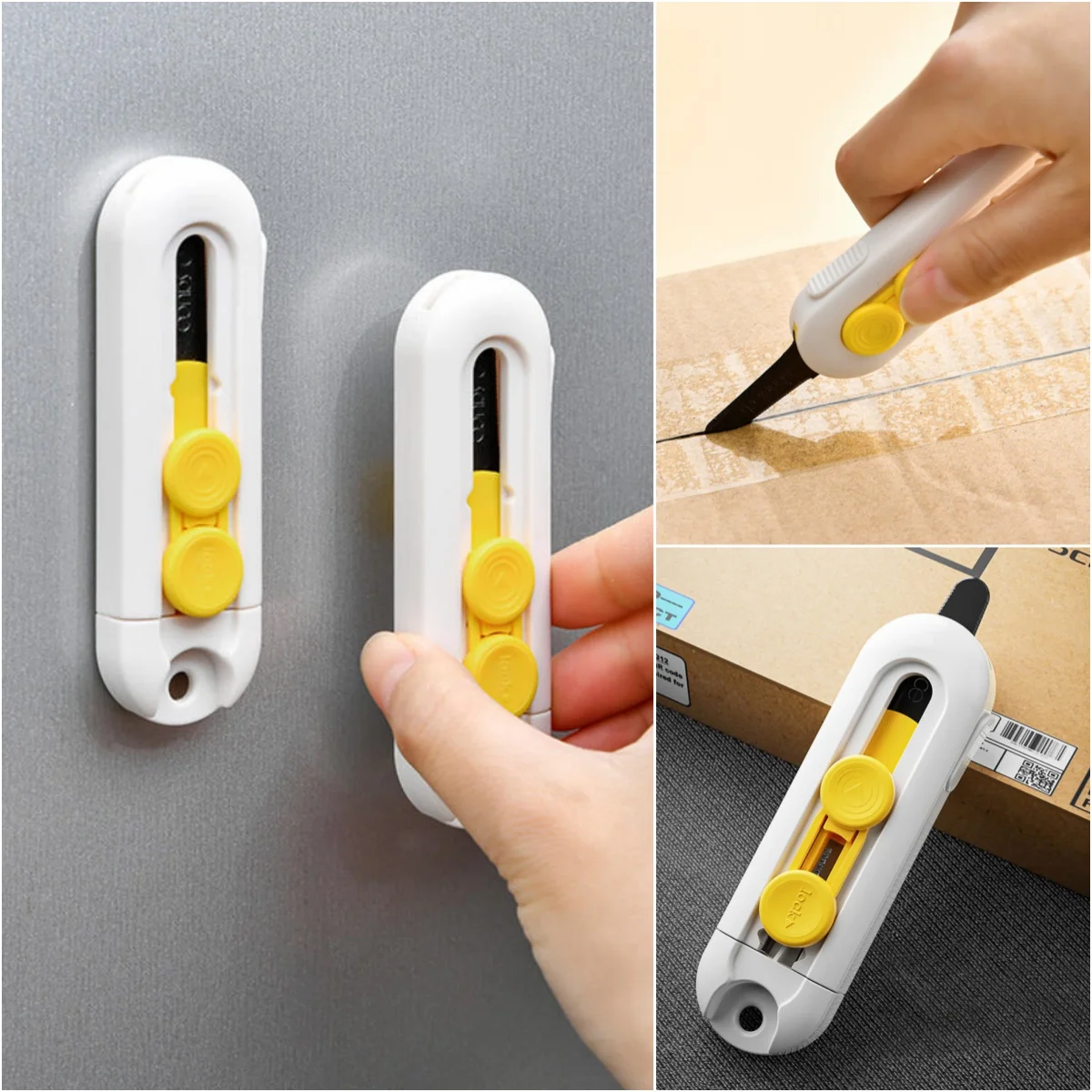 1pc Magnetic Mini Box Cutter Utility Knife Portable Box Cutter Letter Opener Paper Cutter Retractable Blade Durable Abs Material