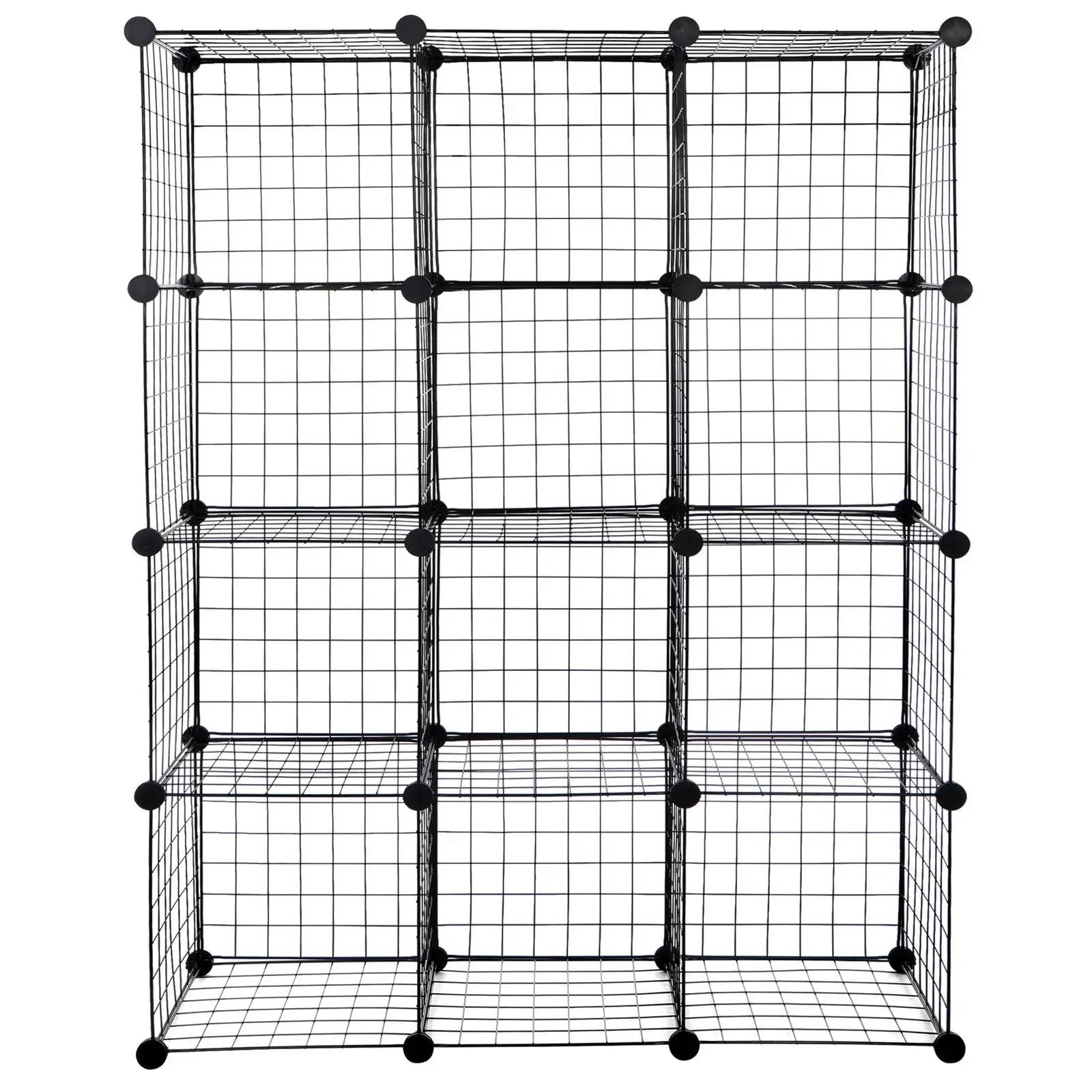 Wire Cube Storage Organizer Shelving 12-Cube Wire Shelves Rack Modular Bookshelf