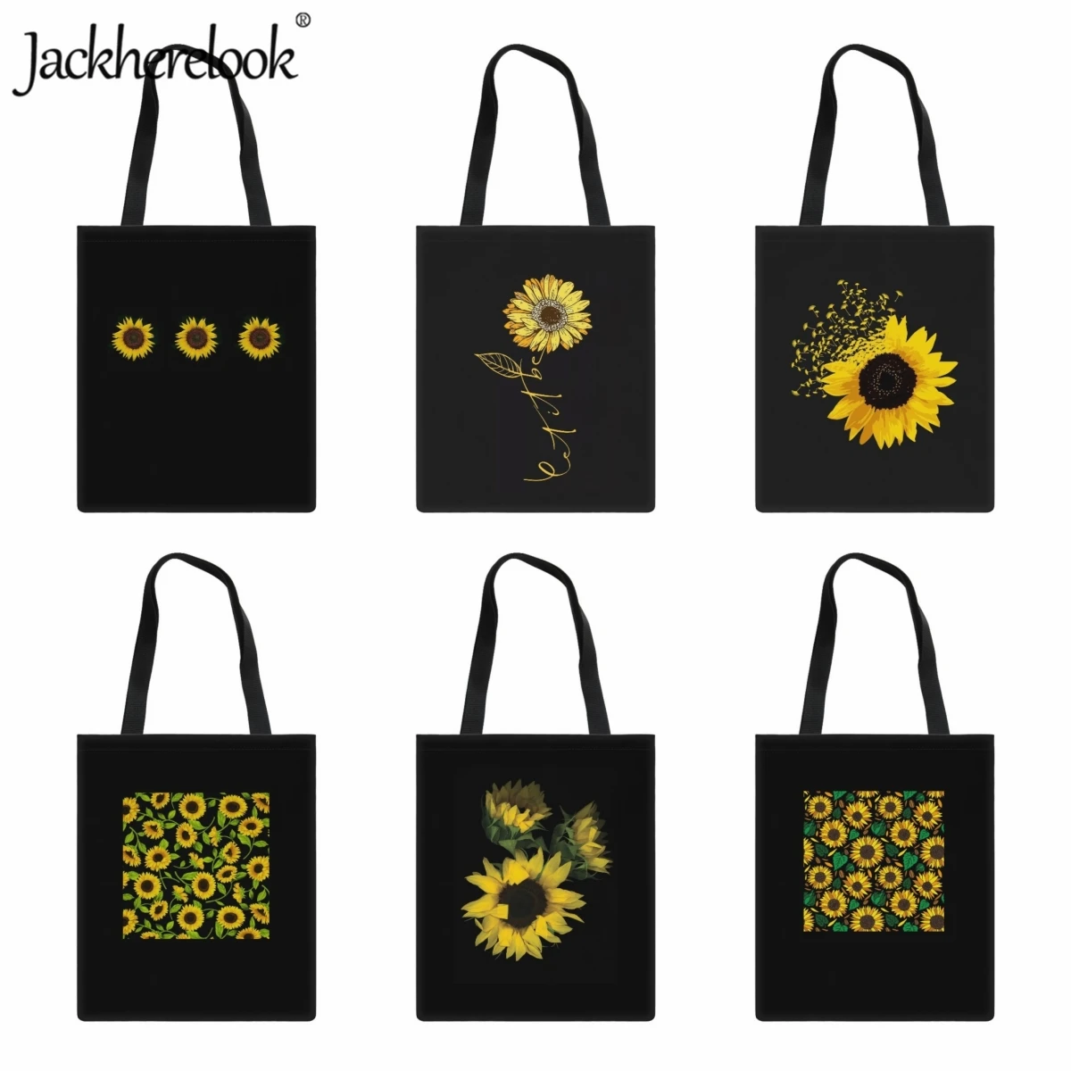 

Jackherelook Simple Fashion Shoulder Bag Sunflower Print Pattern Women Handbag Casual Practical Canvas Cloth Bag Shopping Bag