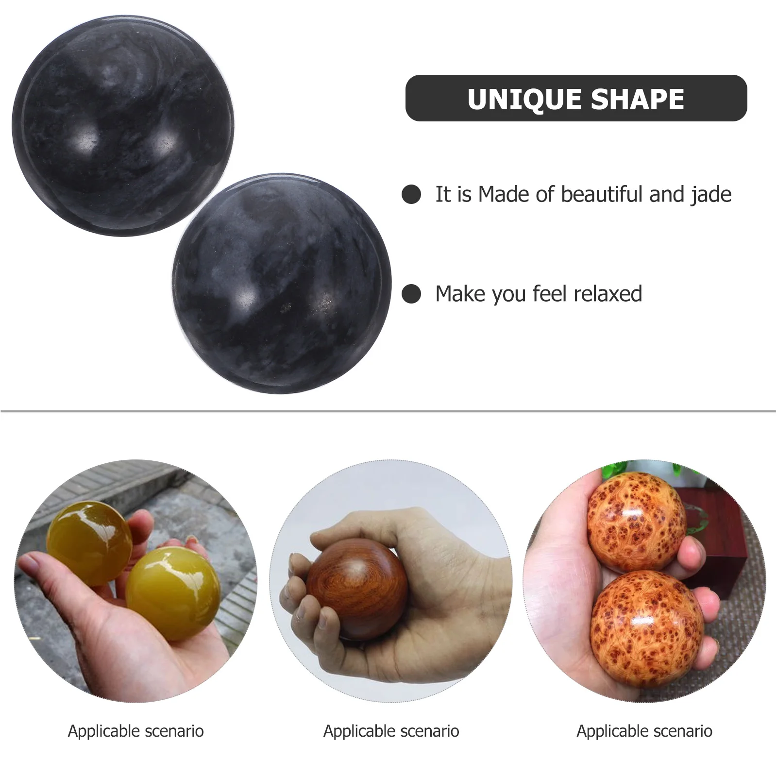 

2 pcs Jade Hand Ball Yoga Tension Relief Elderly Exercise Tool Massage Adult Stress Balls Hand Jade Health Care