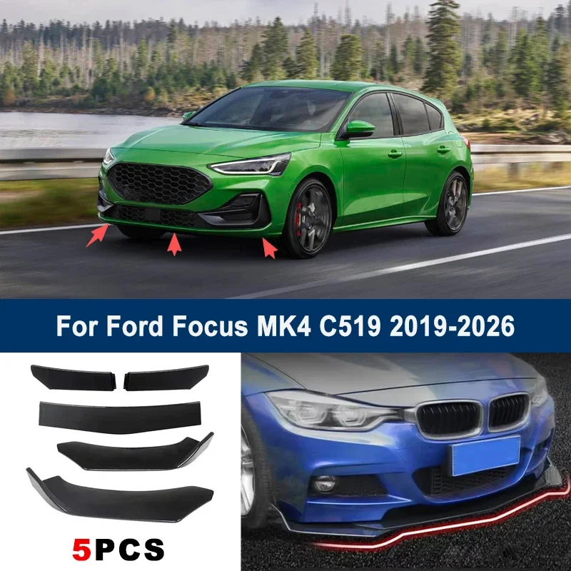 

Adjustable 5Pcs Sectional Front Spoiler Lip For Ford Focus MK4 C519 2019-2026 Front Bumper Splitter Car Exterior Sport Body Kit