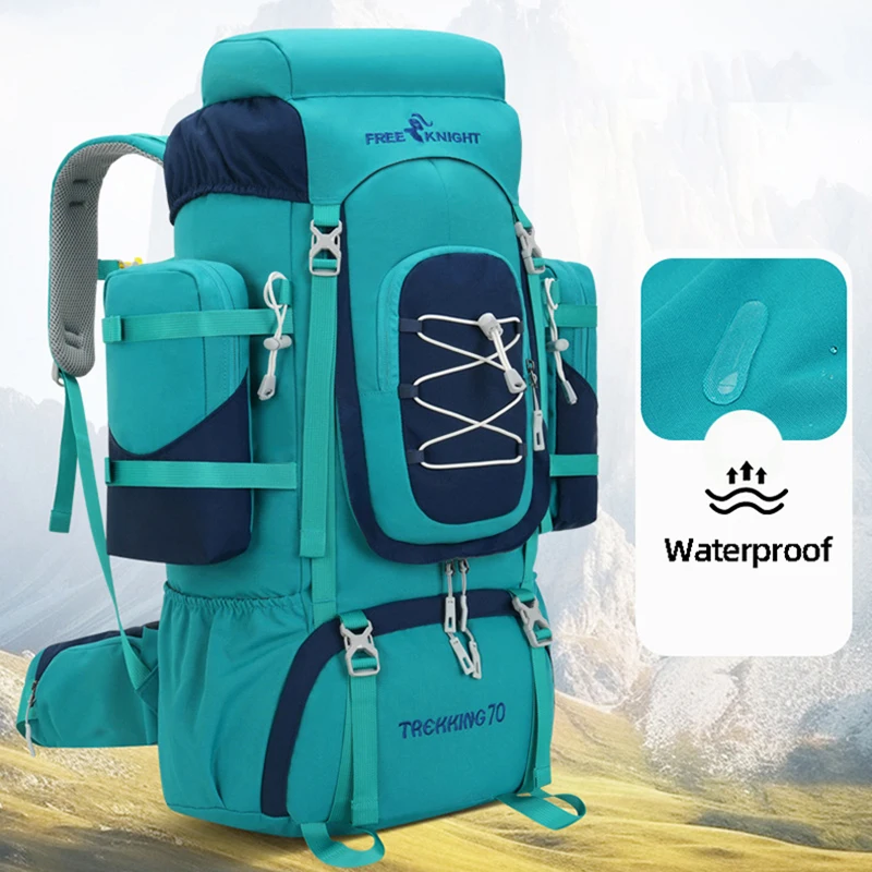 

70L Climbing Backpack with Rain Cover Outdoor Travel Hiking Trekking Camping Mountaineering Bag Large Sports Luggage Knapsack