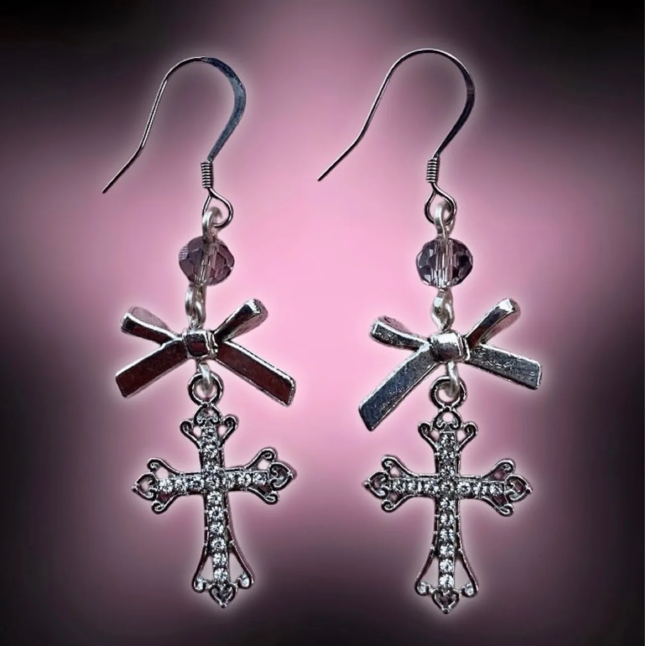 Cute Girl Abifeng Culture Dark Water Diamond Cross Pendant Earpin Earclip y2k Multiple Accessories