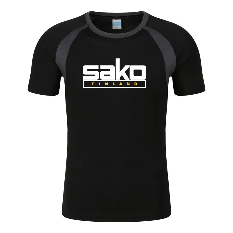 Tikka By Sako Finland Firearms Logo 2022 Men's New Summer Solid Color Block Round Neck Short Raglan Sleeve T-Shirts Sports Tops