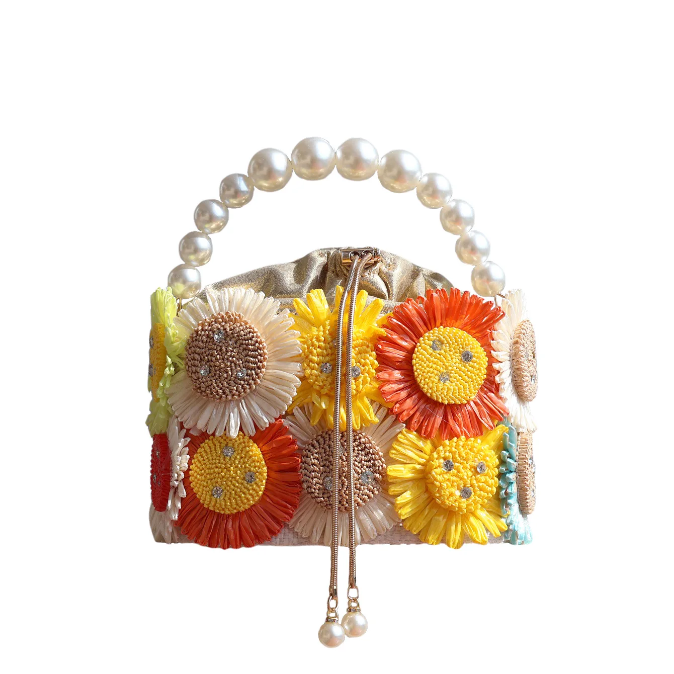 

Женская сумка Металлическая сумка в виде птичьей клетки Жемчужное украшение Сумка для ужина Цветочная сумка ручной работы