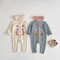 New autumn and winter baby clothing for 0-3 years old, trendy baby knitted crochet long sleeved jumpsuit