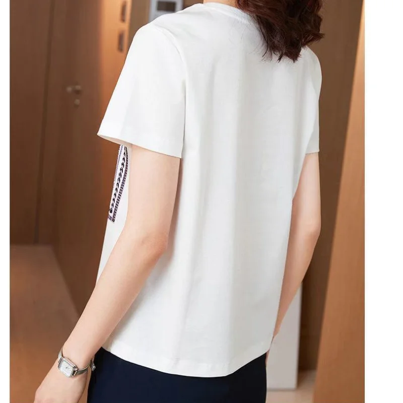 Summer Oversized Women\'s Clothing Fashion Printing Simplicity Round Neck Short Sleeve Commuter Versatile Temperament T-shirt