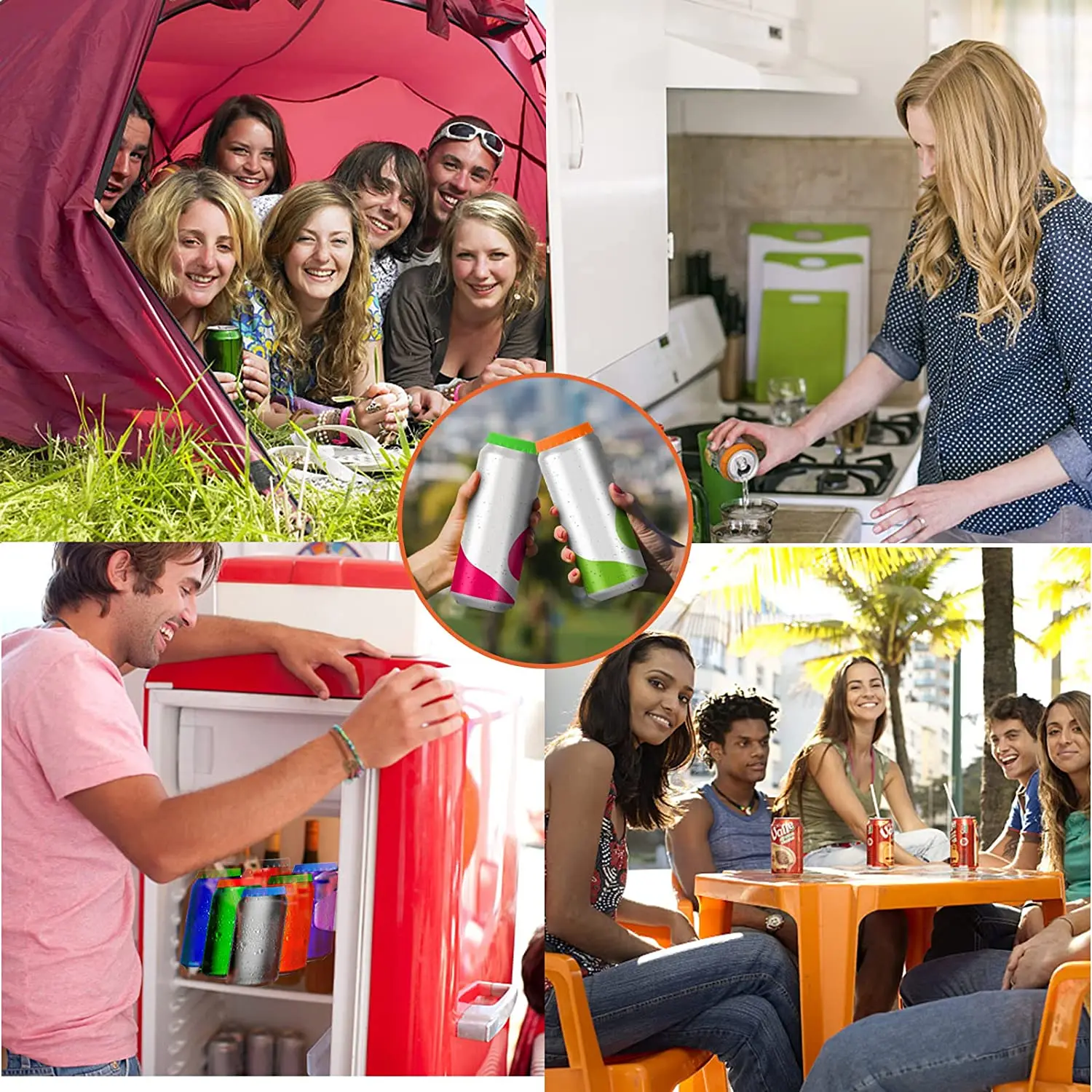 6 Buah Tutup Kaleng Soda Silikon Penutup Kaleng Coke Bir Atasan Kaleng Anti Tumpah untuk Penjaga Pelindung Penghenti Pop Penghemat Minuman Soda