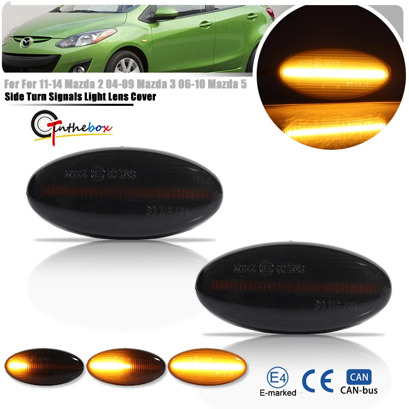 

2piece LED Side Indicator Repeater Turn Signal Blinker Lamp For Mazda 2 3 5 6 GG GY MPS BT-50 MPV Smoked Clear Dynamic Lights