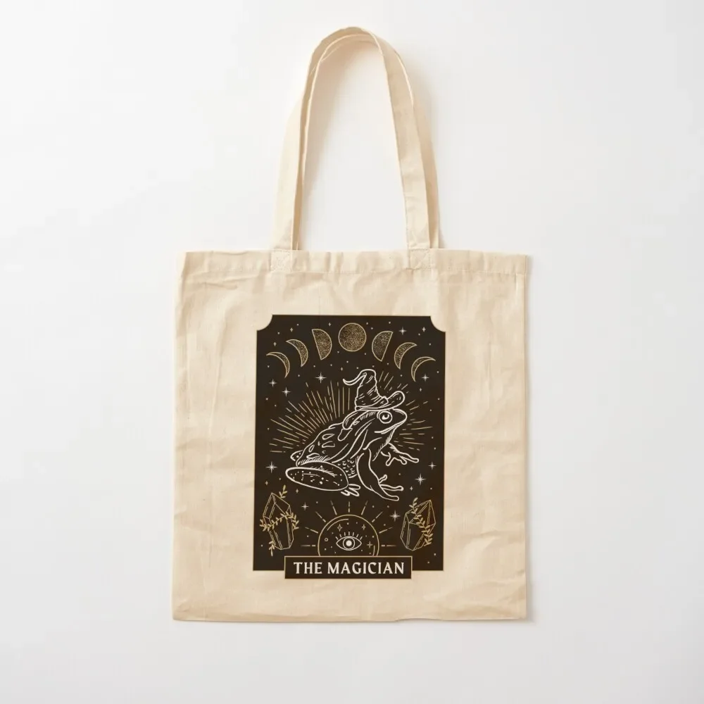 

Mystical Frog Wizard: Dark Academia Aesthetic with Cottagecore Magician Tarot, Gremlincore Grunge and Fairycore Element Tote Bag