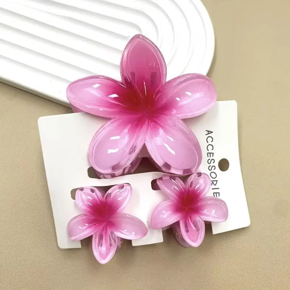 

3Pcs/Set New Gradient Hair Claws Sweet Flower Plumeria Flower Hawaiian Flower Hair Clip Clamp Acrylic Hairpin Summer
