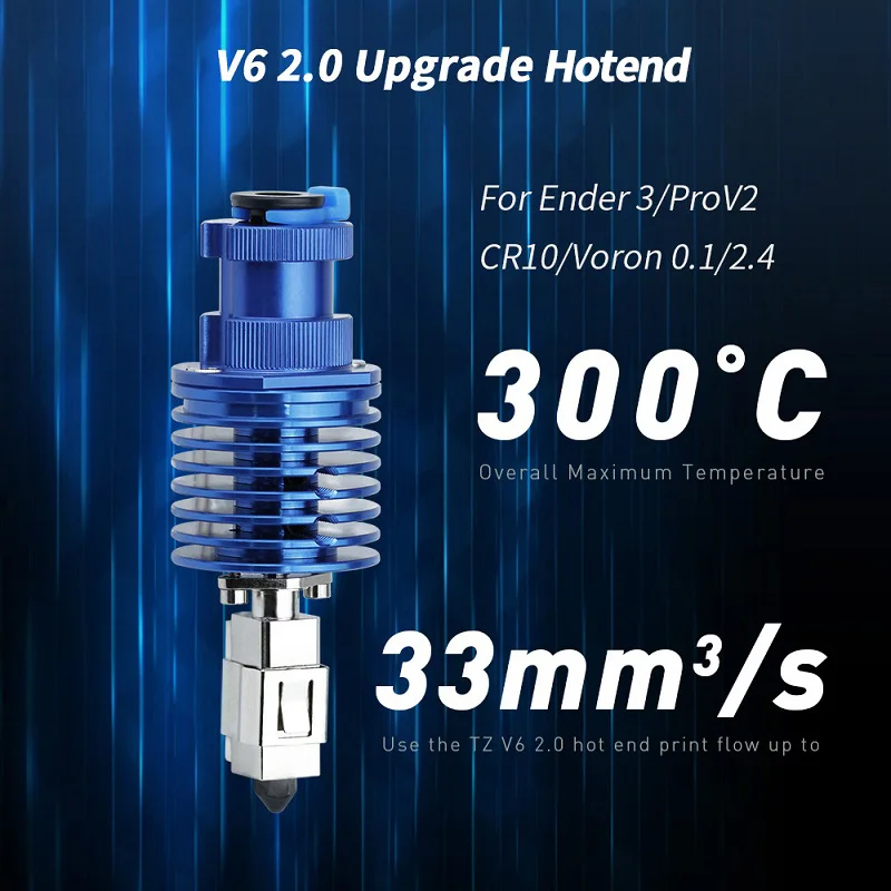 

2.0V6 High Speed Print Head For Ender 3,V2 Bimetal Heated Block Upgrade Hotend Hi-End Extruder J-head VORON 2.4,CR10,10S Hot End