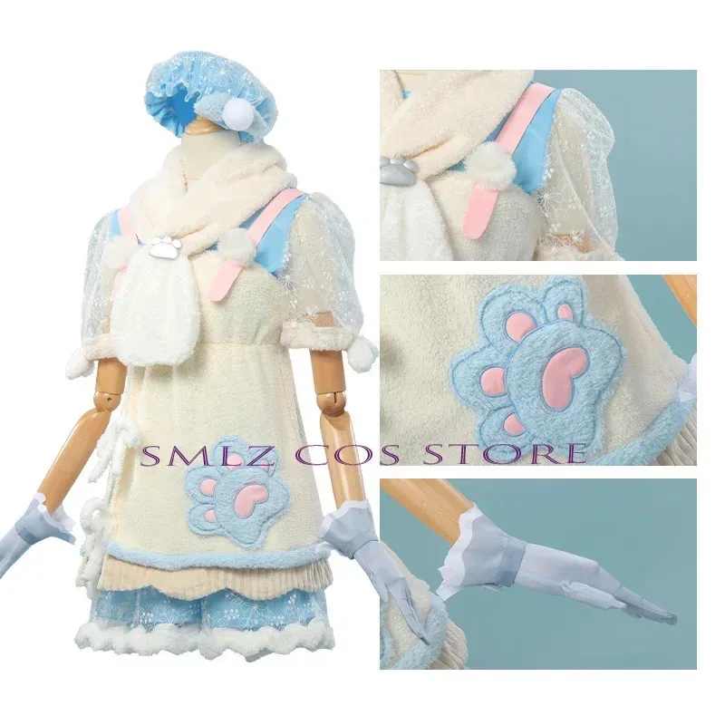 Open World Nikki Gioco Cosplay Infinity Nikki Costume Cosplay Inverno Lolita Dress Peluche Sciarpa Cappello Vestito Party Play Outfit per Ragazza