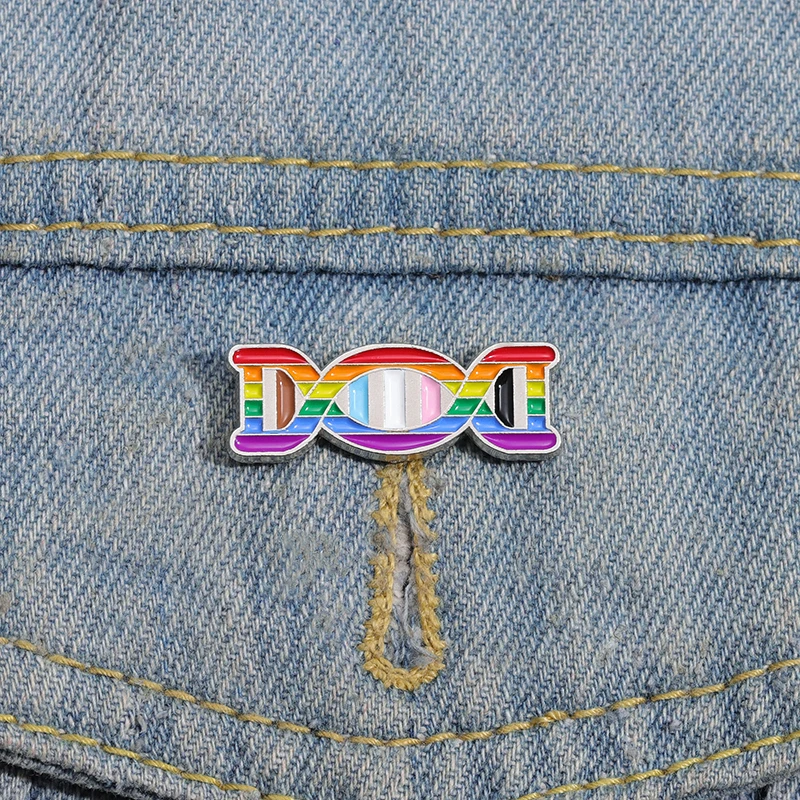 Rainbow DNA LGBT Enamel Pin Creative Science Art Pride Flag Born This Way Brooch Lapel Backpack Badge Perfect Jewelry Gift