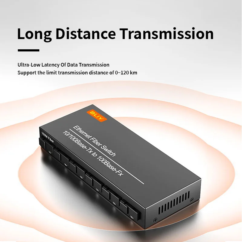 Manufacturer wholesale 100M 6 optical 2 RJ45 port single mode single core fiber optic transceiver optical fiber converter