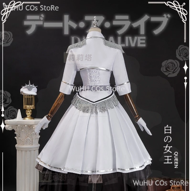 Anime Date ein Live Tokisaki Kurumi wunderschöne Lolita Kleid weißes Kleid Perücke Cosplay Kostüm Halloween Anzug für Frauen