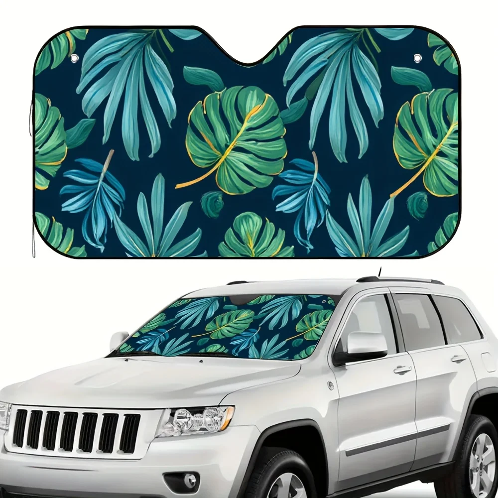 

1pc Tropical Foliage Bliss Car Sun Visor - Reduces Sunlight On Drivers, Ideal For Long Drives & Daily Commutes, Stylish Leaf Des