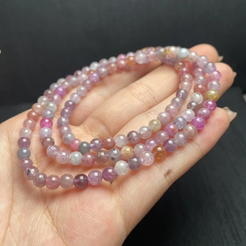 

4.8MM Natural Spinel Triple Circle Bangle Reiki Healing Fengshui Stone Fashion Jewelry For Women Holiday Gift 1PCS