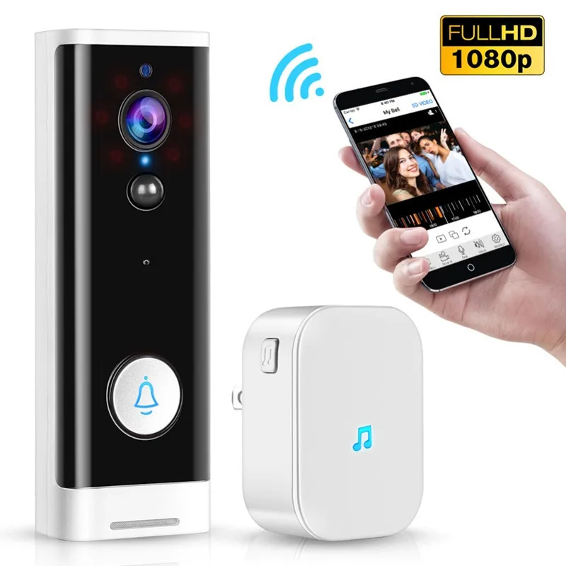 

Tuya WIFI Door Bell Intercom Doorbell High-definition 1080P Monitor Infrared Night Vision Video PIR Motion Detection for Home