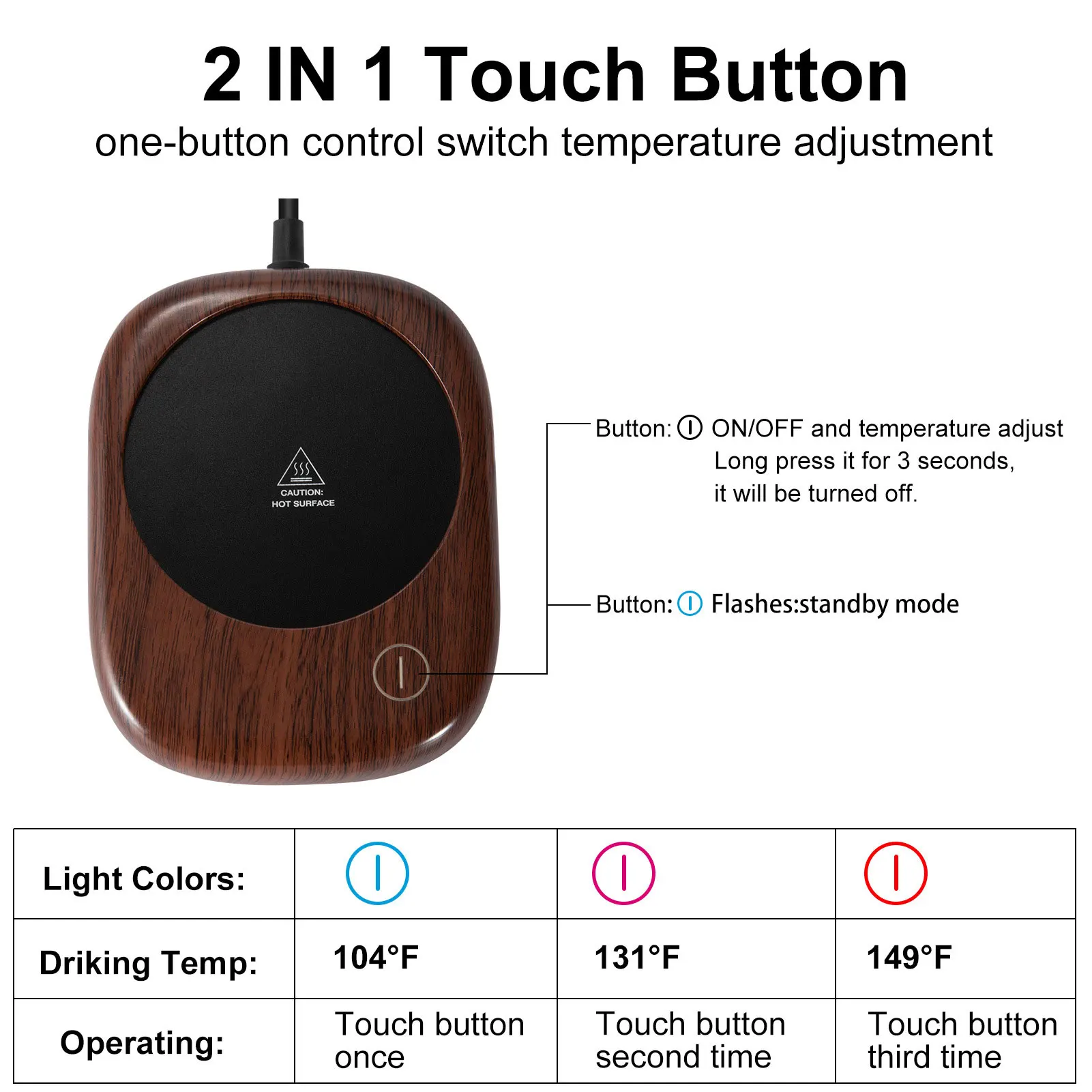 Chauffe-tasse électrique à chauffage rapide, automatique, garde au chaud, Grain de bois, chauffe-tasse pour boissons