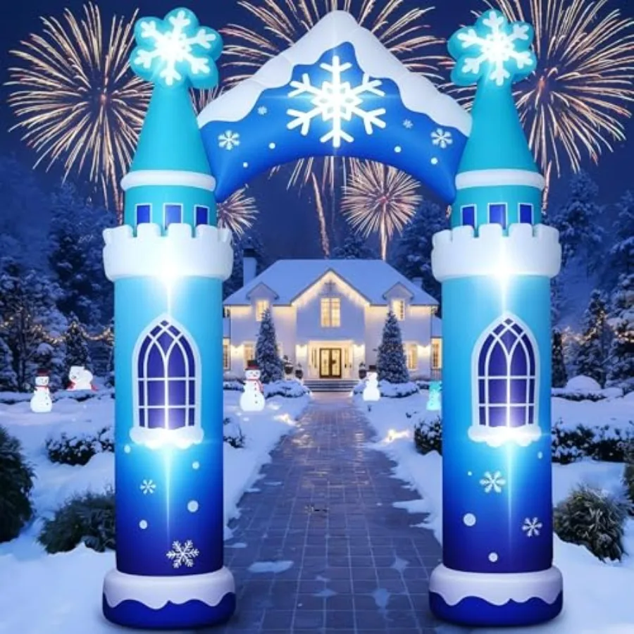 Sotiff 10ft Winter Sneeuw Kasteel Boog Opblaasbare Decoratie Winter Wonderland Opblaasbare Boog Ingebouwde LED Licht Giant Ice Sno