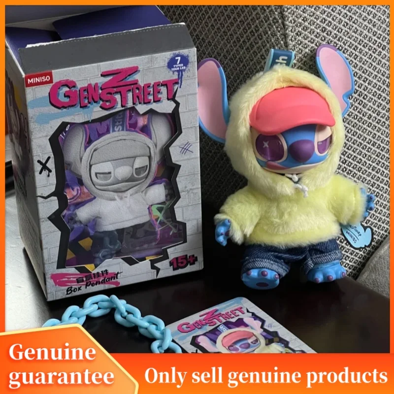 정품 Miniso 블라인드 박스 스티치 Gen Z 스트리트 시리즈 그림 귀여운 스티치 비닐 인형 미스터리 박스 서프라이즈 펜던트 생일 선물