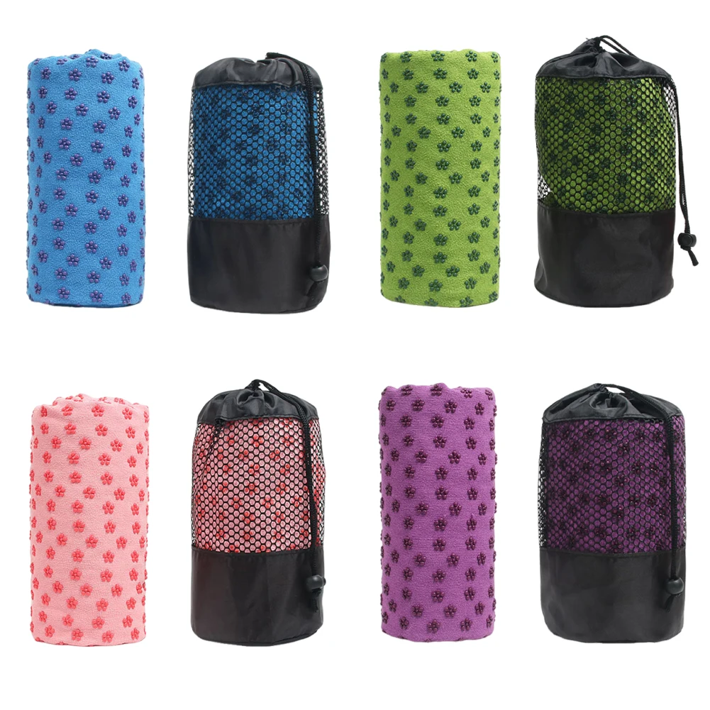 Sweat Absorbent Pilates Mat with Mesh Carrying Bag Fitness Mat Non-Slip Sports Workout Blanket for Home Office